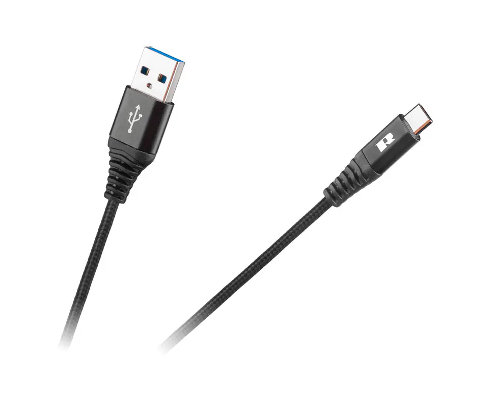⁨Kabel USB - USB typu C REBEL 50 cm czarny⁩ w sklepie Wasserman.eu