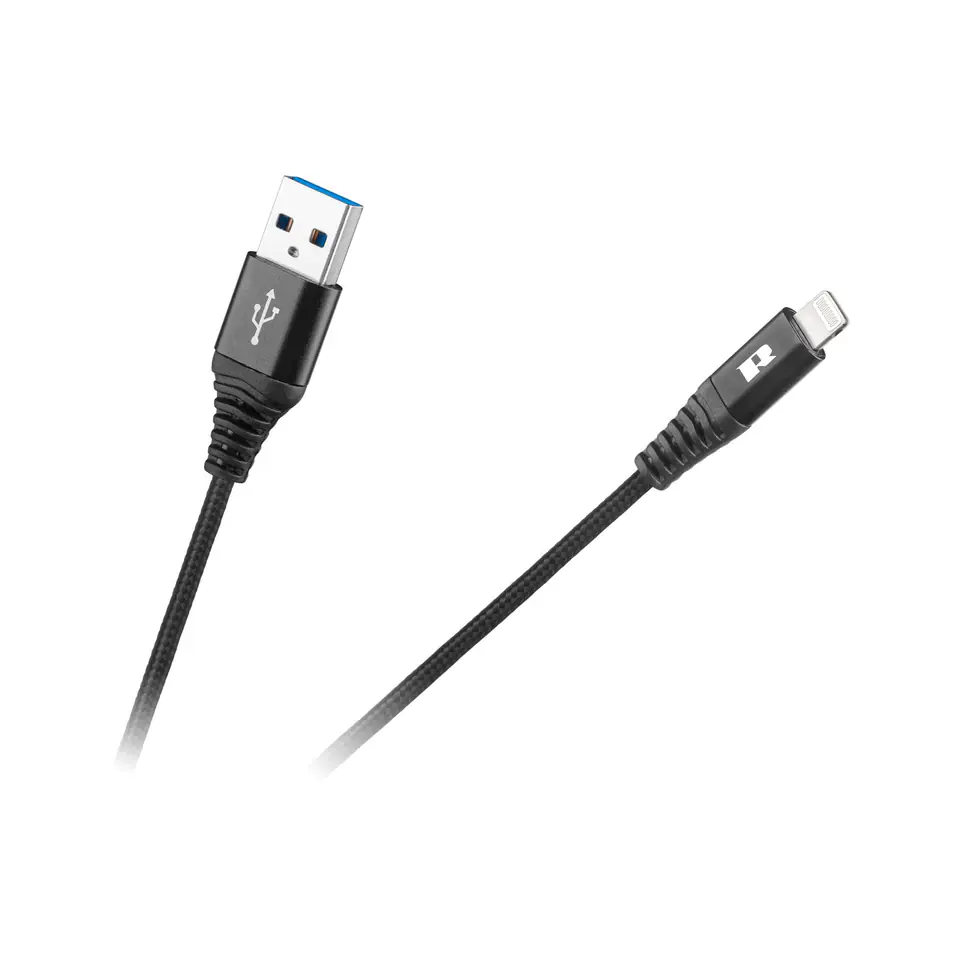 ⁨Kabel USB - Lightning REBEL 100 cm czarny (1LL)⁩ w sklepie Wasserman.eu