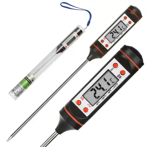 ⁨Food thermometer/probe, GreenBlue, probe length 15cm, temperature range -50 deg.C to +300 deg.C., accuracy 0.1 deg.C, GB178⁩ at Wasserman.eu