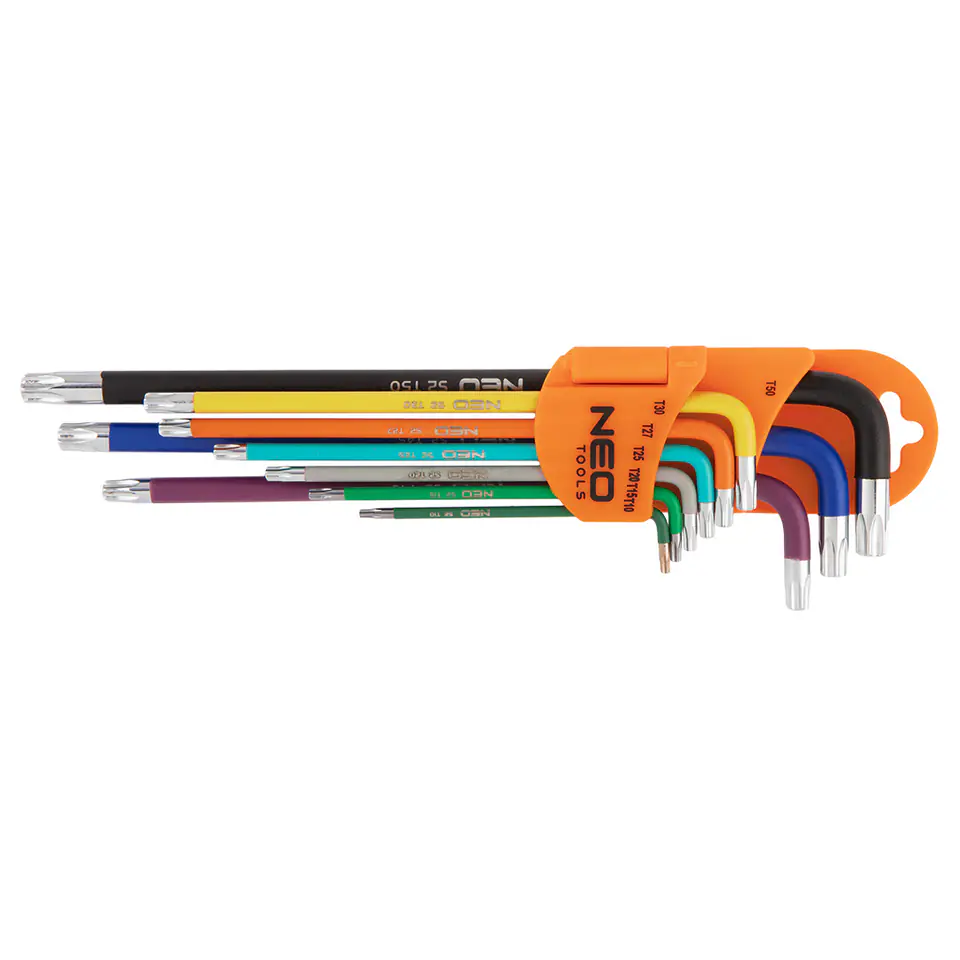 ⁨Klucze Torx T10-50, zestaw 9 szt., kolorowe⁩ w sklepie Wasserman.eu