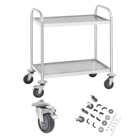 ⁨Catering waiter trolley 2 shelf stainless steel up to 150kg⁩ at Wasserman.eu