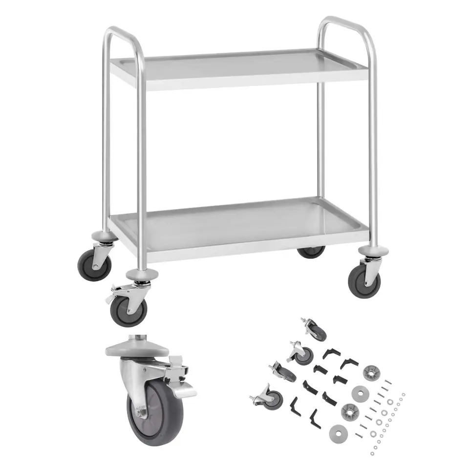 ⁨Catering waiter trolley 2 shelf stainless steel up to 150kg⁩ at Wasserman.eu