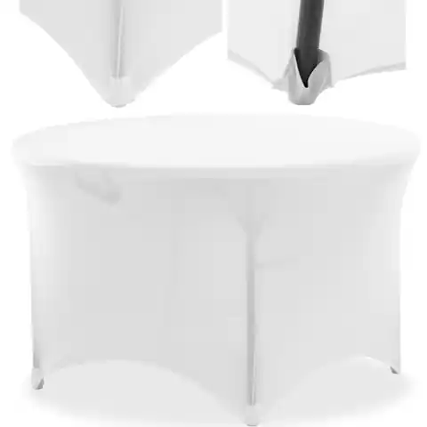 ⁨Pokrowiec elastyczny uniwersalny na stół owalny śr. 150 cm biały⁩ w sklepie Wasserman.eu