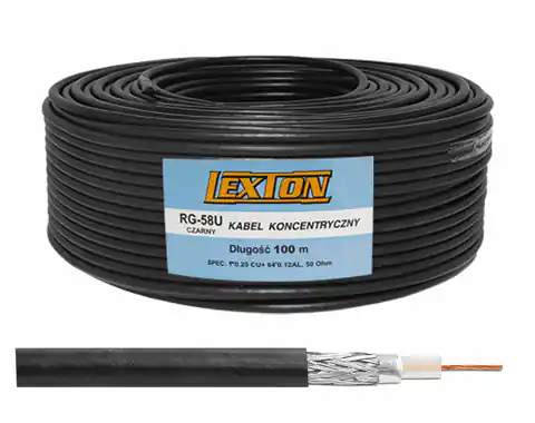 ⁨Black RG-58 Cu Coaxial Cable (1LM)⁩ at Wasserman.eu
