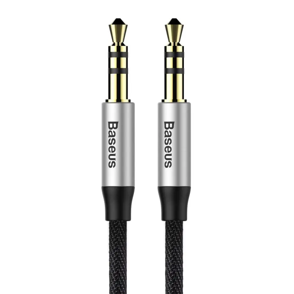 ⁨Kabel audio mini jack 3,5mm AUX Baseus Yiven 1m (czarno-srebrny)⁩ w sklepie Wasserman.eu