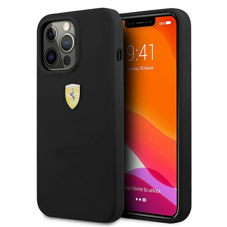 ⁨Ferrari FESSIHCP13XBK iPhone 13 Pro Max 6,7" czarny/black hardcase Silicone⁩ w sklepie Wasserman.eu