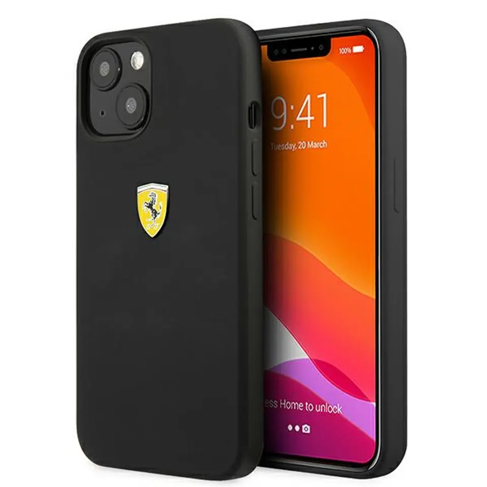 ⁨Ferrari FESSIHCP13MBK iPhone 13 6,1" czarny/black hardcase Silicone⁩ w sklepie Wasserman.eu