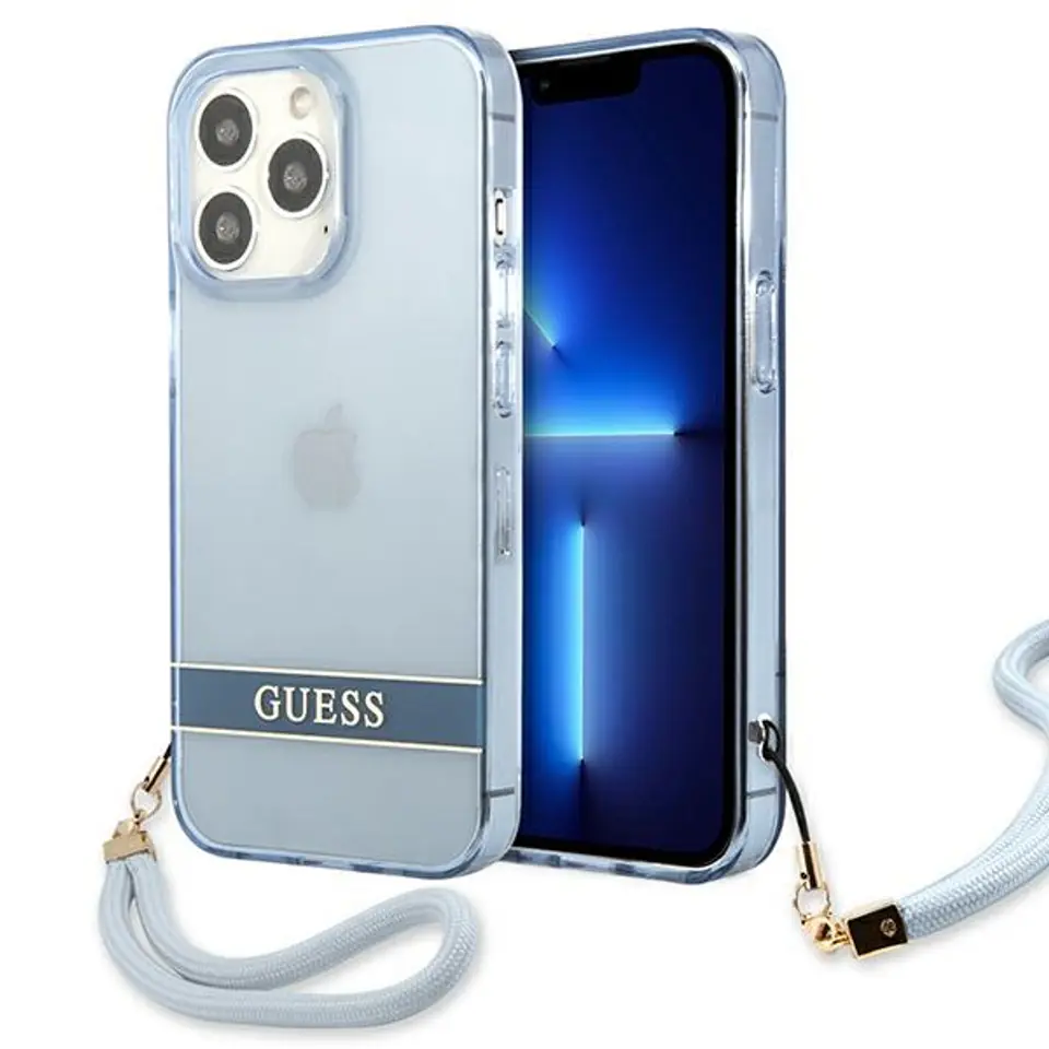 ⁨Guess GUHCP13LHTSGSB iPhone 13 Pro / 13 6,1" niebieski/blue hardcase Translucent Stap⁩ w sklepie Wasserman.eu