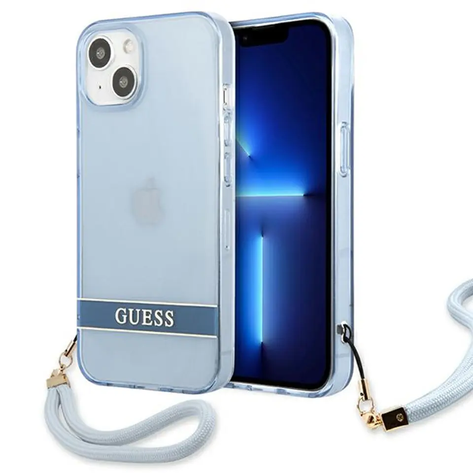 ⁨Guess GUHCP13MHTSGSB iPhone 13 6,1" niebieski/blue hardcase Translucent Stap⁩ w sklepie Wasserman.eu