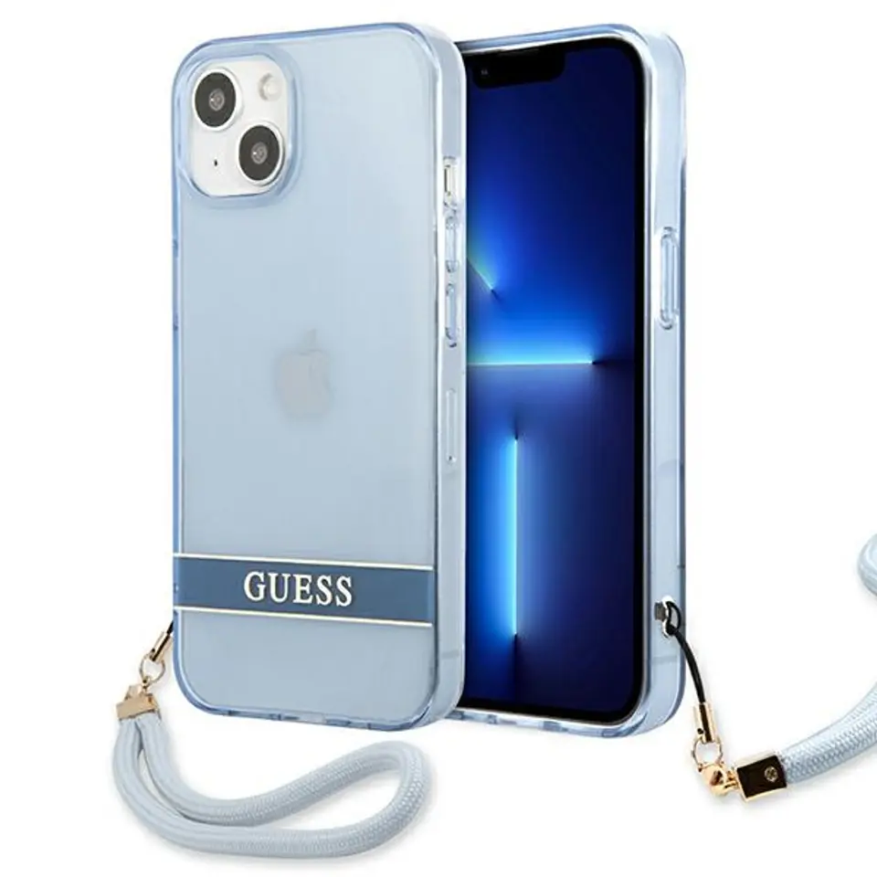 ⁨Guess GUHCP13SHTSGSB iPhone 13 mini 5,4" niebieski/blue hardcase Translucent Stap⁩ w sklepie Wasserman.eu