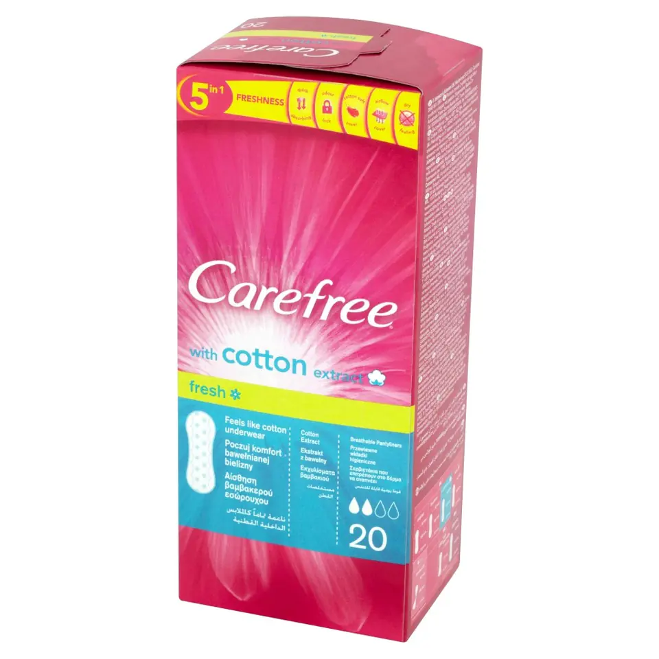 ⁨Carefree Cotton Fresh Wkładki higieniczne 1 op.-20szt⁩ w sklepie Wasserman.eu