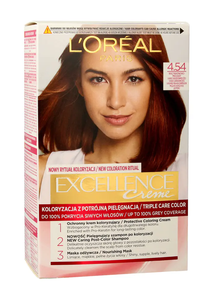 ⁨Loreal Excellence Creme Coloring Cream 4.54 mahogany copper brown⁩ at Wasserman.eu