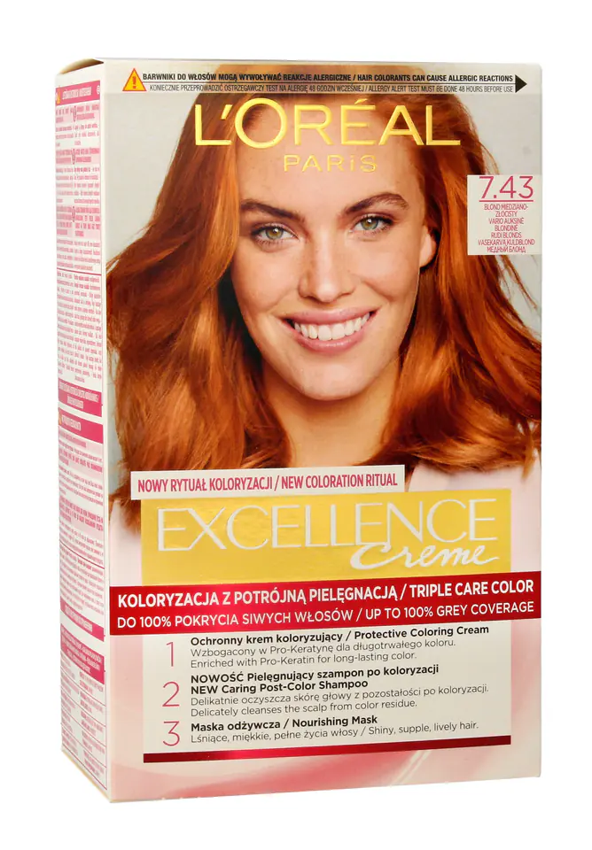 ⁨Loreal Excellence Creme Coloring Cream 7.43 blonde copper golden⁩ at Wasserman.eu