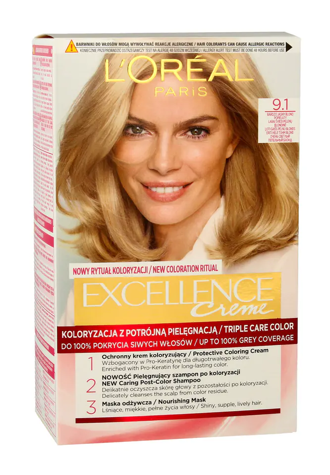 ⁨Loreal Excellence Creme Coloring Cream 9.1 very light blonde ash⁩ at Wasserman.eu