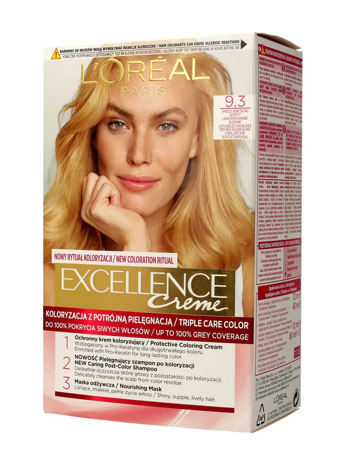 ⁨Loreal Excellence Creme Coloring Cream 9.3 Very Light Blonde Golden⁩ at Wasserman.eu