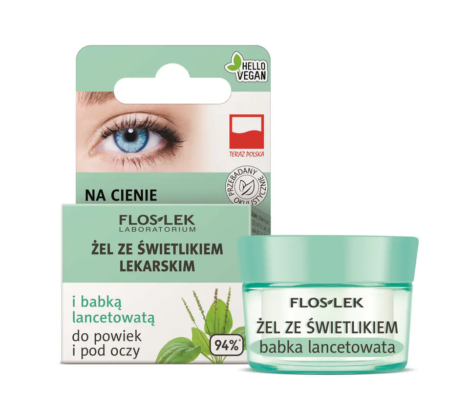 ⁨Floslek Eye Care Gel with firefly and plantain for the eyelid jar⁩ at Wasserman.eu