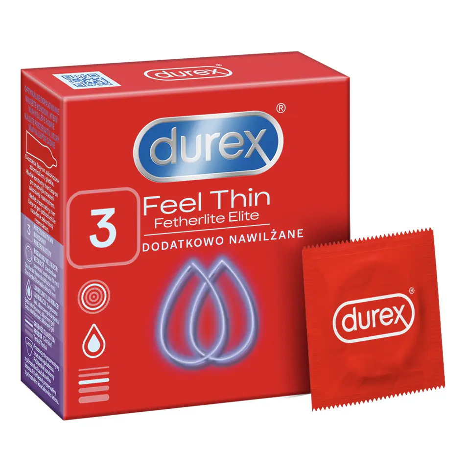 ⁨Durex Prezerwatywy Fetherlite Elite 3 szt⁩ w sklepie Wasserman.eu