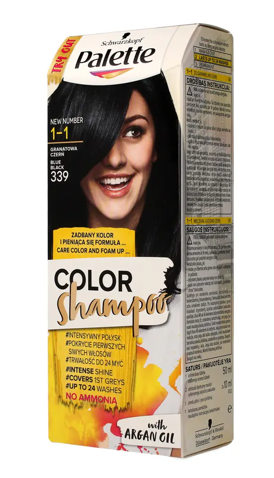⁨Palette Color Shampoo Coloring Shampoo No. 1-1 (339) Navy Black 1op.⁩ at Wasserman.eu