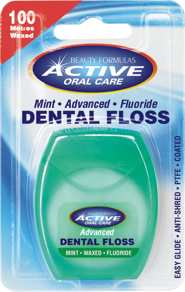 ⁨Beauty Formulas Active Oral Care Dental Floss enhanced mint waxed with fluoride⁩ at Wasserman.eu