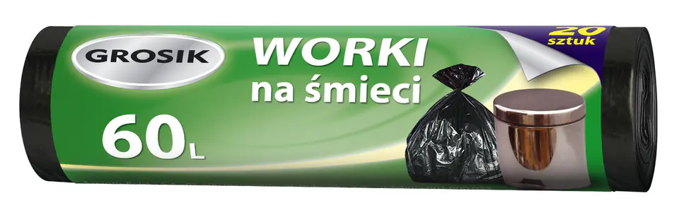 ⁨Sarantis Jan Niezbędny Grosik Worki na śmieci HD 60L/20sztuk⁩ w sklepie Wasserman.eu