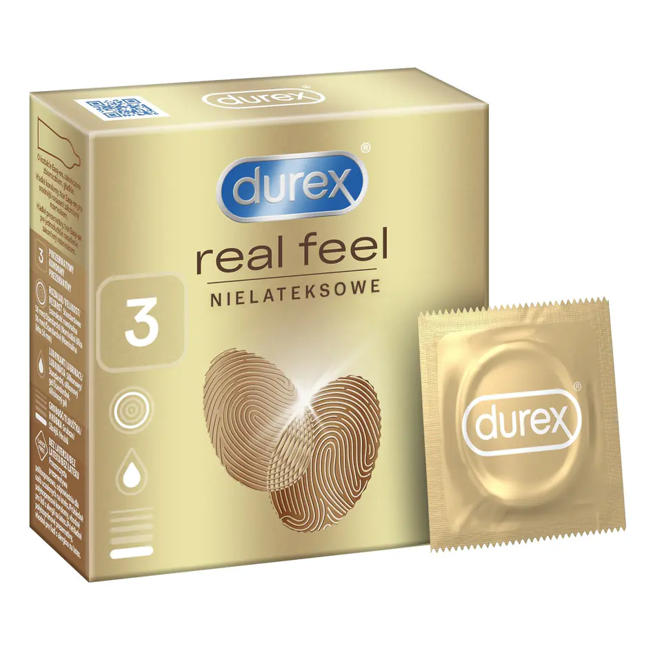 ⁨Durex Prezerwatywy Real Feel 3 szt⁩ w sklepie Wasserman.eu