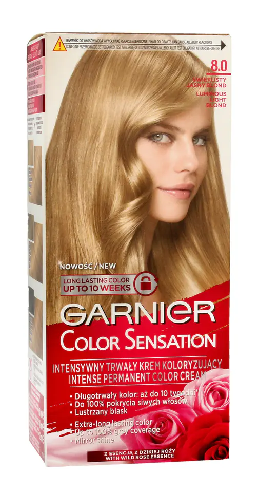 ⁨Garnier Color Sensation Krem koloryzujący 8.0 Light Blond- Świetlisty jasny blond⁩ w sklepie Wasserman.eu