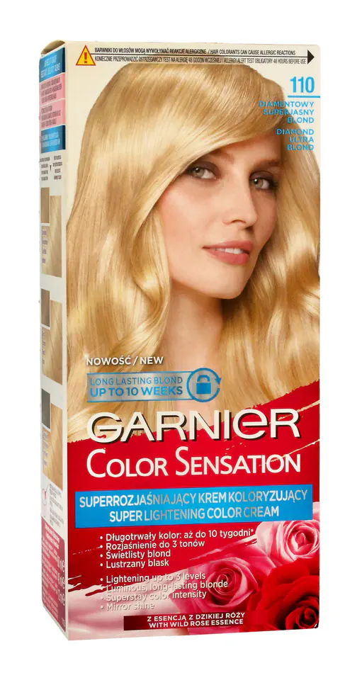 ⁨Garnier Color Sensation Krem koloryzujący 110 Diamond U.Blond-Diamentowy superjasny blond⁩ w sklepie Wasserman.eu