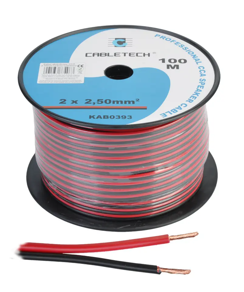 ⁨KAB0393 Speaker cable CCA 2.5mm black-red (roll 100m)⁩ at Wasserman.eu