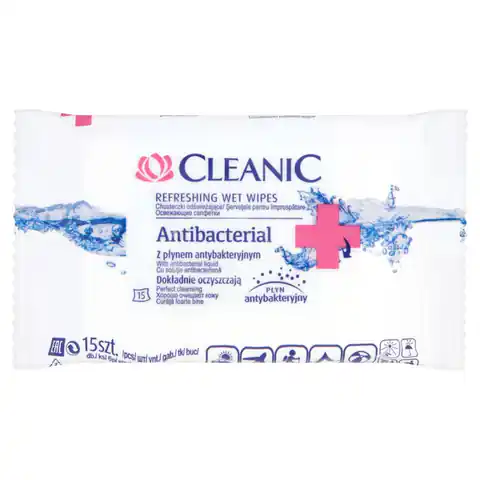 ⁨Cleanic Chusteczki odświeżające Antibacterial  1 op.-15szt⁩ w sklepie Wasserman.eu