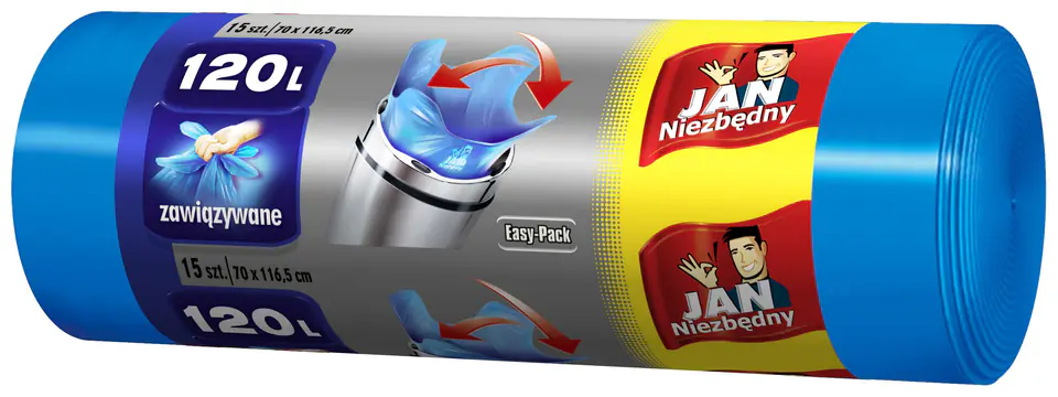 ⁨Sarantis Jan Niezbędny Worki na śmieci easy pack niebieskie 120L 15szt⁩ w sklepie Wasserman.eu