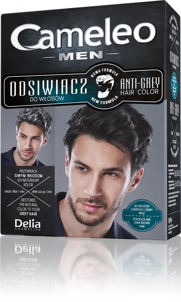 ⁨Delia Cosmetics Cameleo Odsiwiacz dla mężczyzn do włosów czarnych i ciemnego brązu 1op⁩ w sklepie Wasserman.eu