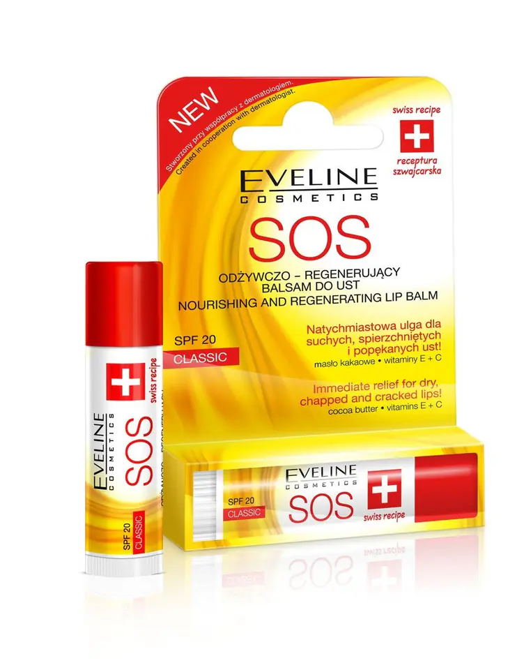 ⁨Eveline Lipstick - Protective Lip Balm SOS classic 1pcs⁩ at Wasserman.eu