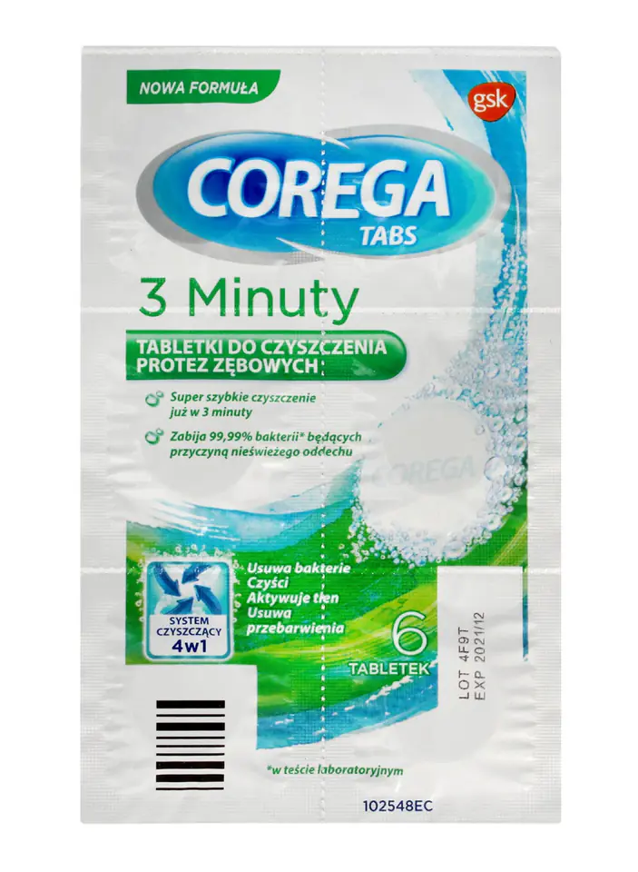 ⁨Corega Tabs Denture Cleaning Tablets 3 minutes⁩ at Wasserman.eu