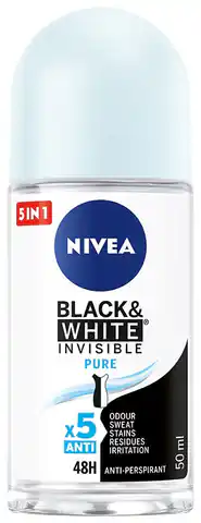 ⁨Nivea Antiperspirant Black&White Invisible Pure roll-on women 50ml⁩ at Wasserman.eu