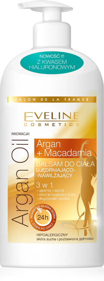 ⁨Eveline Salon De La France Balsam do ciała ujędrniająco-nawilżający 3w1 Argan Oil & Macadamia 350ml⁩ w sklepie Wasserman.eu