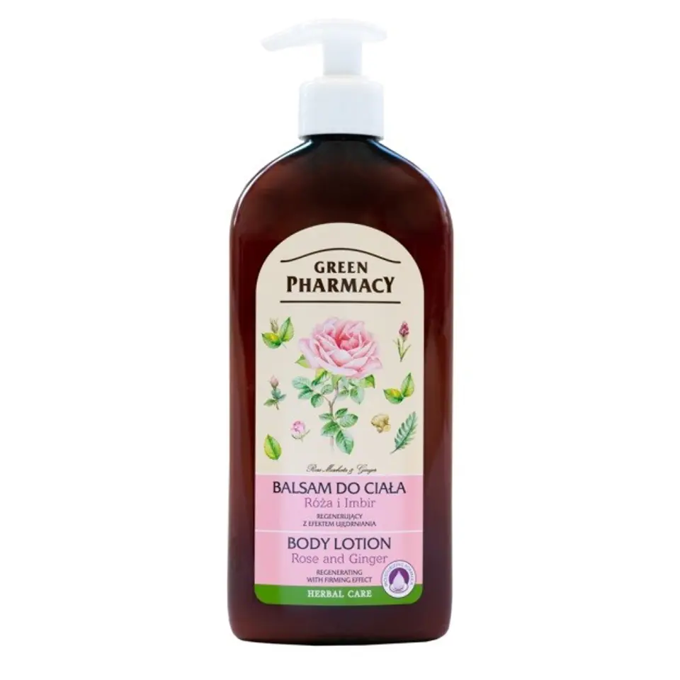 ⁨GREEN PHARMACY Balsam do ciała regenerujący Róża i Imbir 500 ml⁩ w sklepie Wasserman.eu