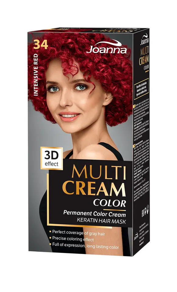 ⁨Joanna Multi Cream Color Farba nr 34 Intensywna Czerwień⁩ w sklepie Wasserman.eu