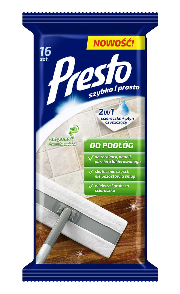 ⁨Presto Cleaning cloths+liquid 2in1 for floors 1op.-16pcs⁩ at Wasserman.eu