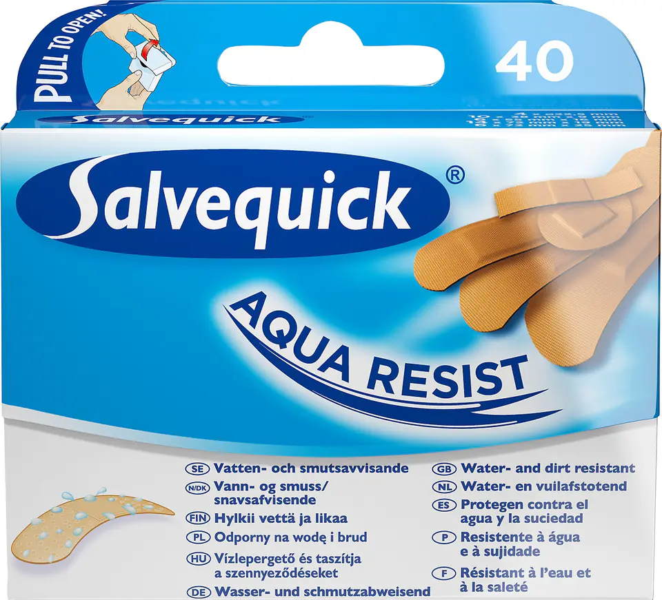⁨Salvequick Plastry Aqua Resist wodoodporne 1op-40szt⁩ w sklepie Wasserman.eu