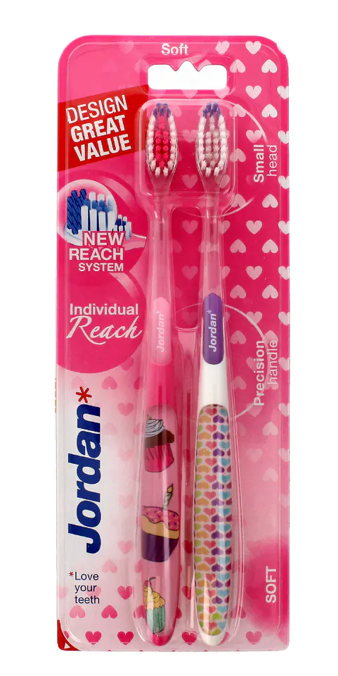 ⁨Jordan Toothbrush Duo Individual Reach Soft-2pcs⁩ at Wasserman.eu