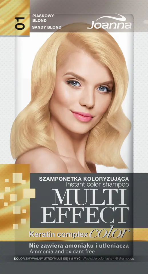 ⁨Joanna Multi Effect Color Keratin Complex Szamponetka 01 Piaskowy blond 35g⁩ w sklepie Wasserman.eu