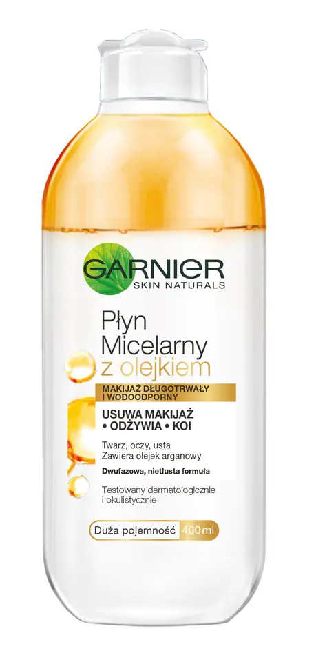 ⁨Garnier Essentials Płyn micelarny z olejkiem arganowym dwufazowy 400ml⁩ w sklepie Wasserman.eu