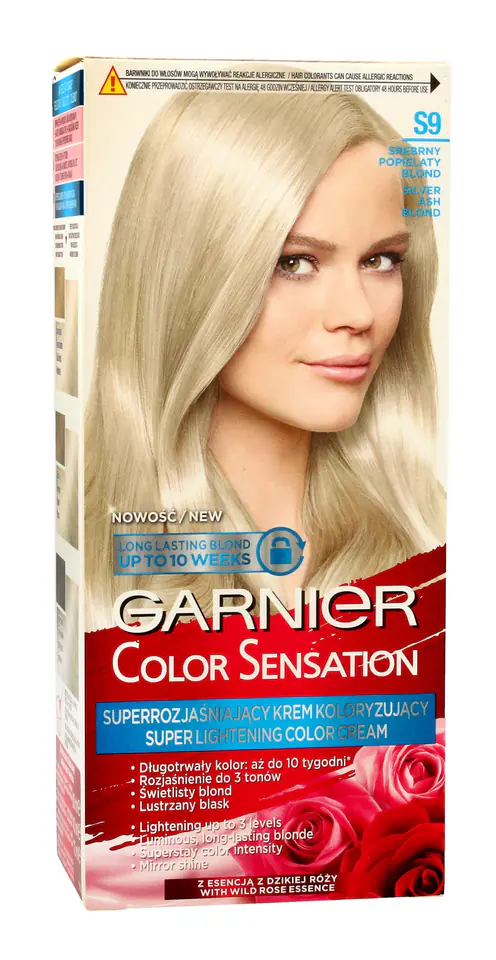 ⁨Garnier Color Sensation Krem koloryzujący S 9 Srebrny Popielaty Blond 1op.⁩ w sklepie Wasserman.eu