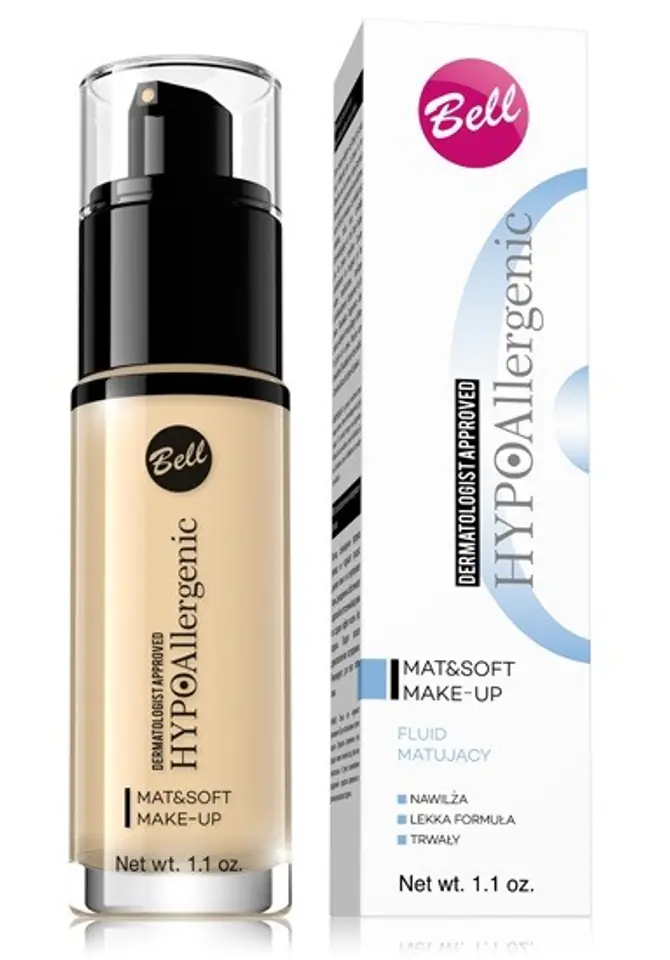 ⁨Bell Hypoallergenic Matt & Soft Matte Fluid No. 01 Light Beige 30g⁩ at Wasserman.eu