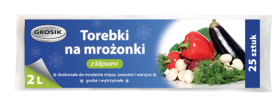 ⁨Sarantis Jan Niezbędny Grosik Torebki na mrożonki z klipsem 2L 1op.-25szt⁩ w sklepie Wasserman.eu