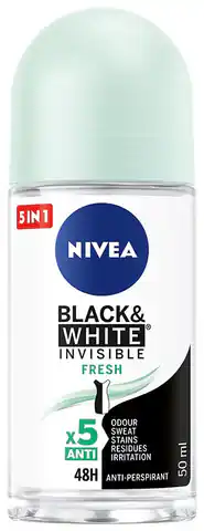 ⁨Nivea Antyperspirant Black&White Invisible Fresh roll-on damski  50ml⁩ w sklepie Wasserman.eu