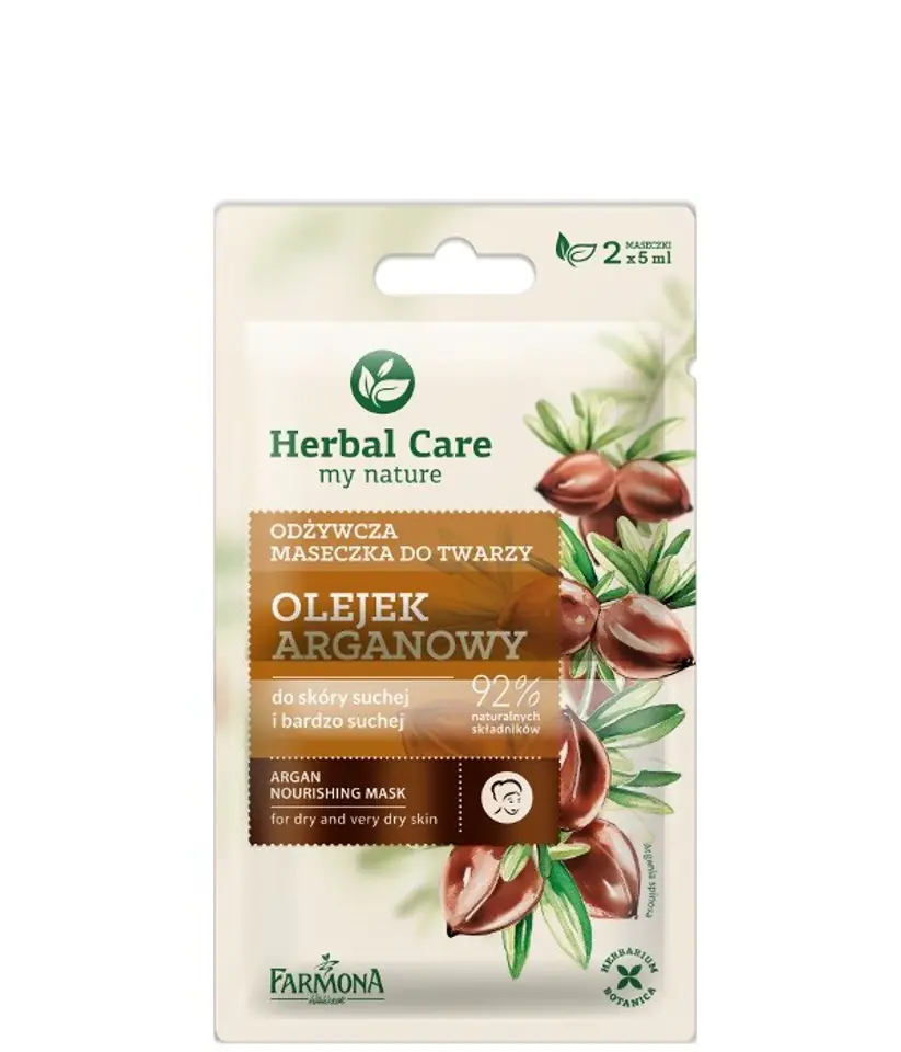 ⁨HERBAL CARE Maseczka odżywcza do twarzy Olejek Arganowy 2 x 5 g⁩ w sklepie Wasserman.eu