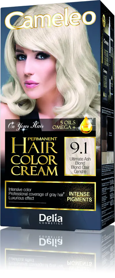 ⁨Delia Cosmetics Cameleo HCC Permanent Paint Omega+ No. 9.1 Ultimate Ash Blond 1op.⁩ at Wasserman.eu