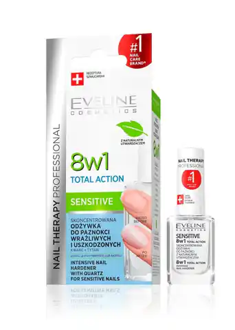 ⁨Eveline Nail Therapy Lakier odżywka Total Action 8w1 Sensitive  12ml⁩ w sklepie Wasserman.eu
