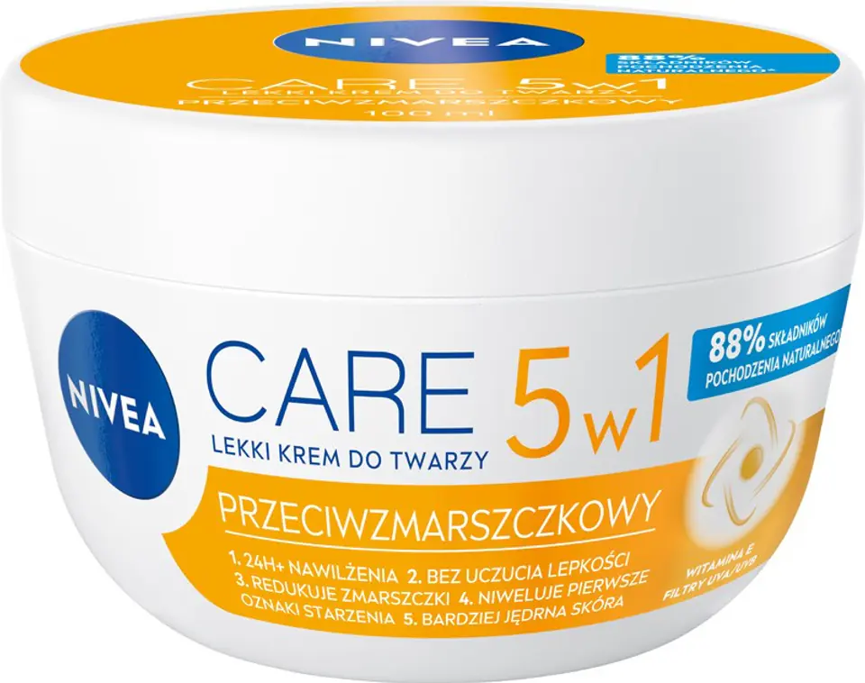 ⁨Nivea Care Lekki krem do twarzy przeciwzmarszczkowy 5w1  100ml⁩ w sklepie Wasserman.eu